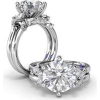 Vine-Inspired Split Shank Engagement Ring Setting with Marquise and Pavé Diamond Accents by Fana - 0.92 Carat Total Diamond Weight