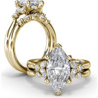 Vine-Inspired Split Shank Engagement Ring Setting with Marquise and Pavé Diamond Accents by Fana - 0.92 Carat Total Diamond Weight