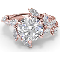 Vine-Inspired Split Shank Engagement Ring Setting with Marquise and Pavé Diamond Accents by Fana - 0.92 Carat Total Diamond Weight