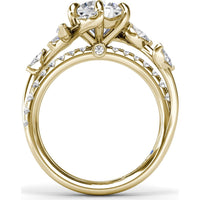 Vine-Inspired Split Shank Engagement Ring Setting with Marquise and Pavé Diamond Accents by Fana - 0.92 Carat Total Diamond Weight