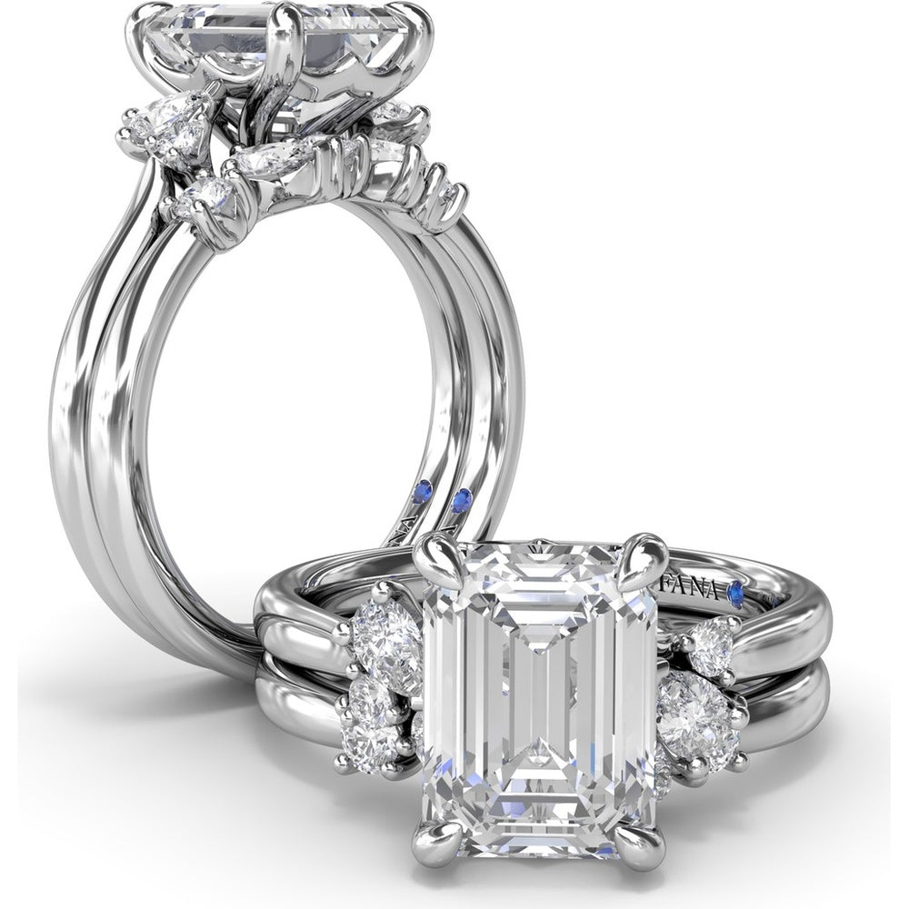 Vine-Inspired Split Shank Engagement Ring Setting with Marquise and Pavé Diamond Accents by Fana - 0.92 Carat Total Diamond Weight