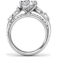 Vine-Inspired Split Shank Engagement Ring Setting with Marquise and Pavé Diamond Accents by Fana - 0.92 Carat Total Diamond Weight