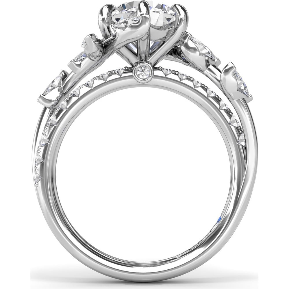 Vine-Inspired Split Shank Engagement Ring Setting with Marquise and Pavé Diamond Accents by Fana - 0.92 Carat Total Diamond Weight