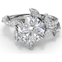 Vine-Inspired Split Shank Engagement Ring Setting with Marquise and Pavé Diamond Accents by Fana - 0.92 Carat Total Diamond Weight