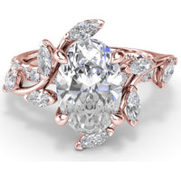 Vine-Inspired Split Shank Engagement Ring Setting with Marquise Diamond Accents - 0.92 Carat Total Accent Diamond Weight by Fana