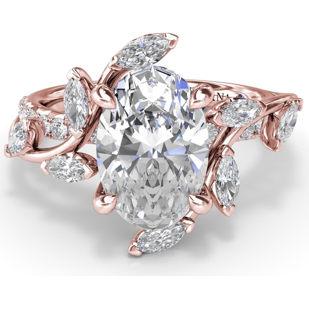 Vine-Inspired Split Shank Engagement Ring Setting with Marquise Diamond Accents - 0.92 Carat Total Accent Diamond Weight by Fana