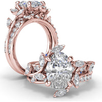 Vine-Inspired Split Shank Engagement Ring Setting with Marquise Diamond Accents - 0.92 Carat Total Accent Diamond Weight by Fana