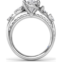 Vine-Inspired Split Shank Engagement Ring Setting with Marquise Diamond Accents - 0.92 Carat Total Accent Diamond Weight by Fana