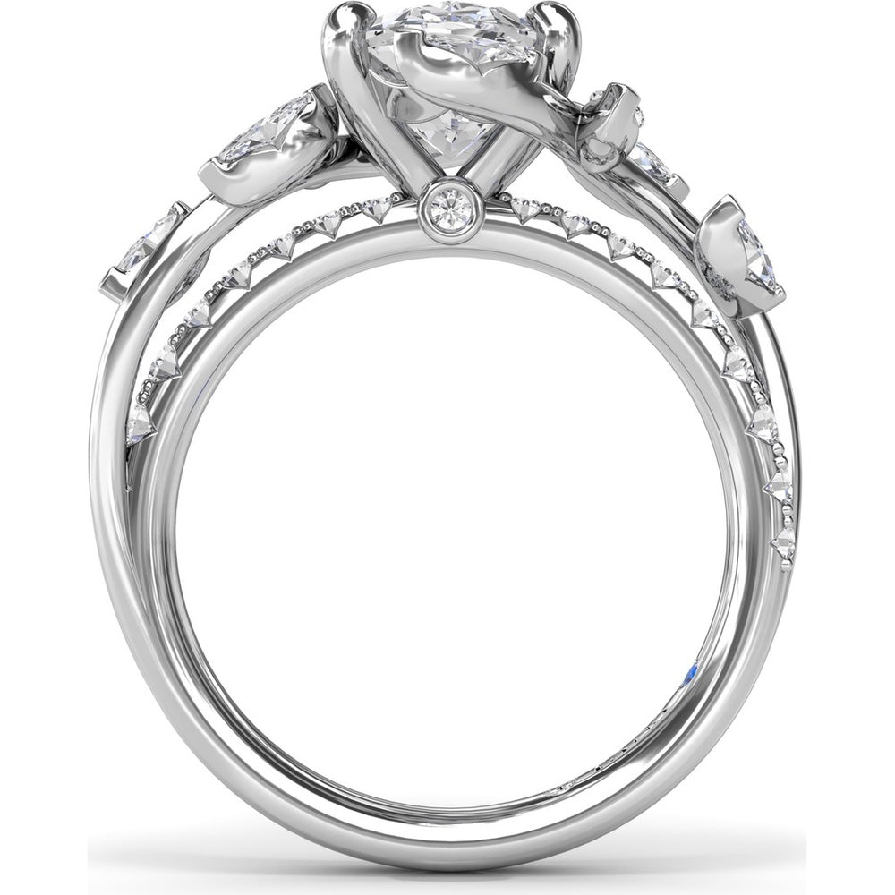 Vine-Inspired Split Shank Engagement Ring Setting with Marquise Diamond Accents - 0.92 Carat Total Accent Diamond Weight by Fana
