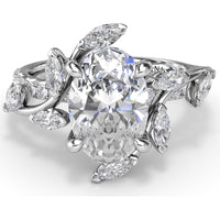 Vine-Inspired Split Shank Engagement Ring Setting with Marquise Diamond Accents - 0.92 Carat Total Accent Diamond Weight by Fana