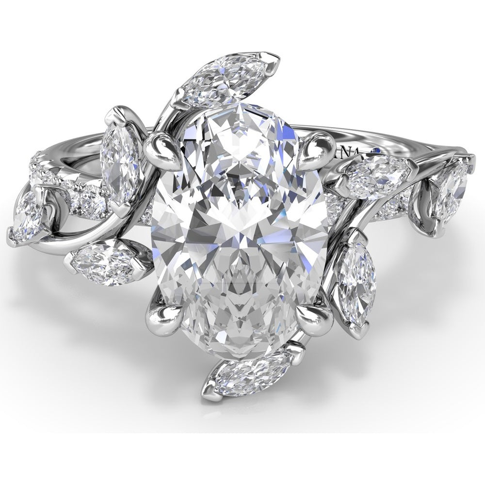 Vine-Inspired Split Shank Engagement Ring Setting with Marquise Diamond Accents - 0.92 Carat Total Accent Diamond Weight by Fana