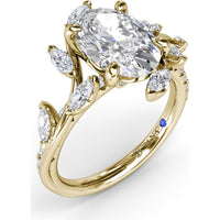 Vine-Inspired Split Shank Engagement Ring Setting with Marquise Diamond Accents - 0.92 Carat Total Accent Diamond Weight by Fana