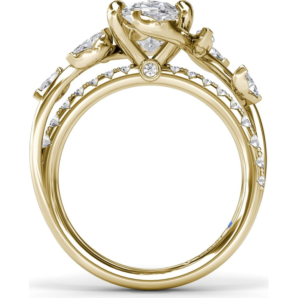 Vine-Inspired Split Shank Engagement Ring Setting with Marquise Diamond Accents - 0.92 Carat Total Accent Diamond Weight by Fana