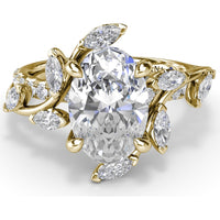 Vine-Inspired Split Shank Engagement Ring Setting with Marquise Diamond Accents - 0.92 Carat Total Accent Diamond Weight by Fana