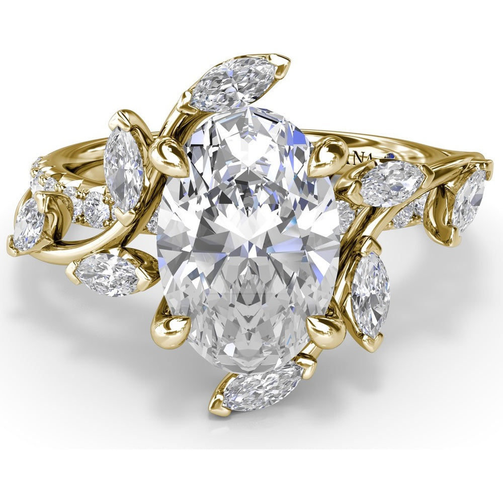 Vine-Inspired Split Shank Engagement Ring Setting with Marquise Diamond Accents - 0.92 Carat Total Accent Diamond Weight by Fana