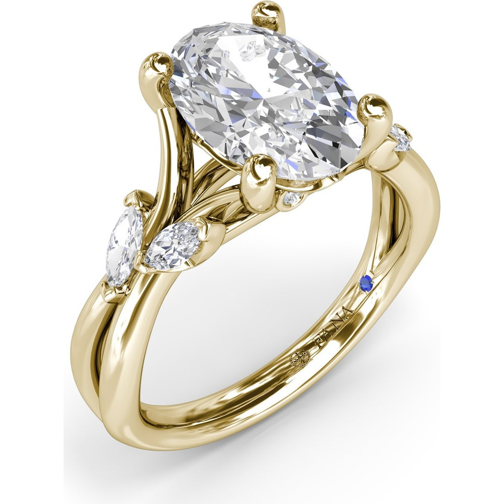 Vine-Inspired Split Shank Engagement Ring Setting with Marquise Diamond Accents by Fana - 0.35 Carat Total Diamond Weight