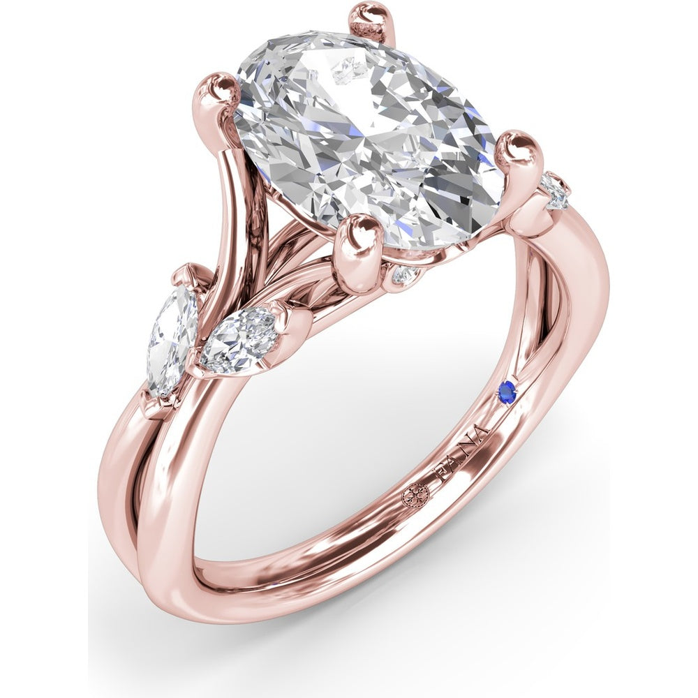 Vine-Inspired Split Shank Engagement Ring Setting with Marquise Diamond Accents by Fana - 0.35 Carat Total Diamond Weight