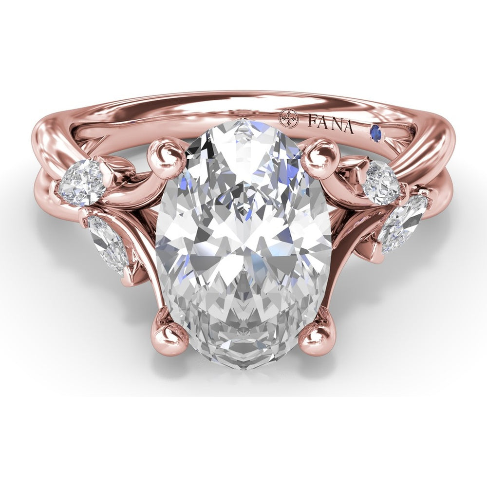 Vine-Inspired Split Shank Engagement Ring Setting with Marquise Diamond Accents by Fana - 0.35 Carat Total Diamond Weight