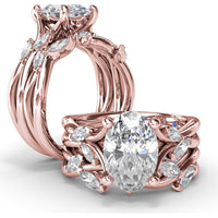 Vine-Inspired Split Shank Engagement Ring Setting with Marquise Diamond Accents by Fana - 0.35 Carat Total Diamond Weight