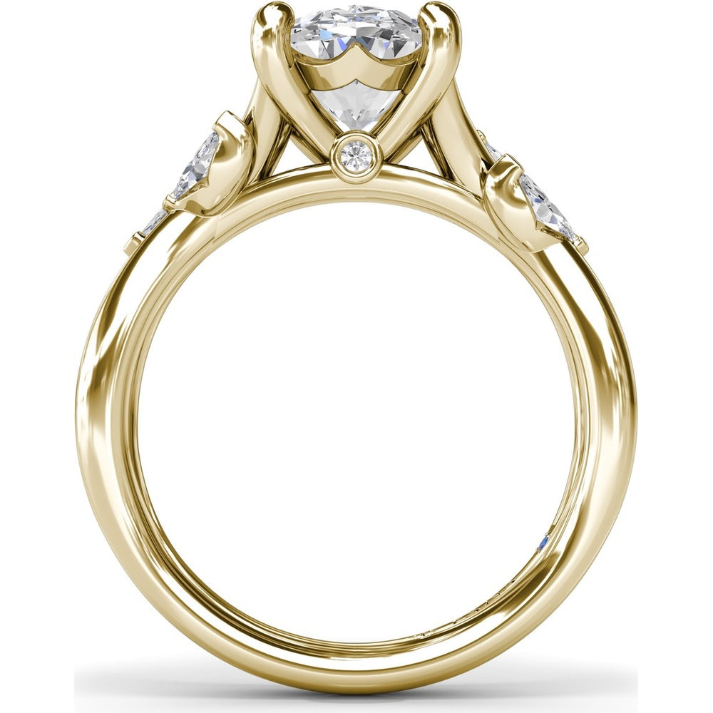 Vine-Inspired Split Shank Engagement Ring Setting with Marquise Diamond Accents by Fana - 0.35 Carat Total Diamond Weight