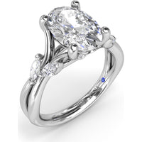 Vine-Inspired Split Shank Engagement Ring Setting with Marquise Diamond Accents by Fana - 0.35 Carat Total Diamond Weight