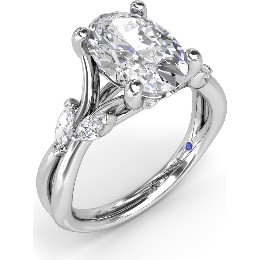 Vine-Inspired Split Shank Engagement Ring Setting with Marquise Diamond Accents by Fana - 0.35 Carat Total Diamond Weight