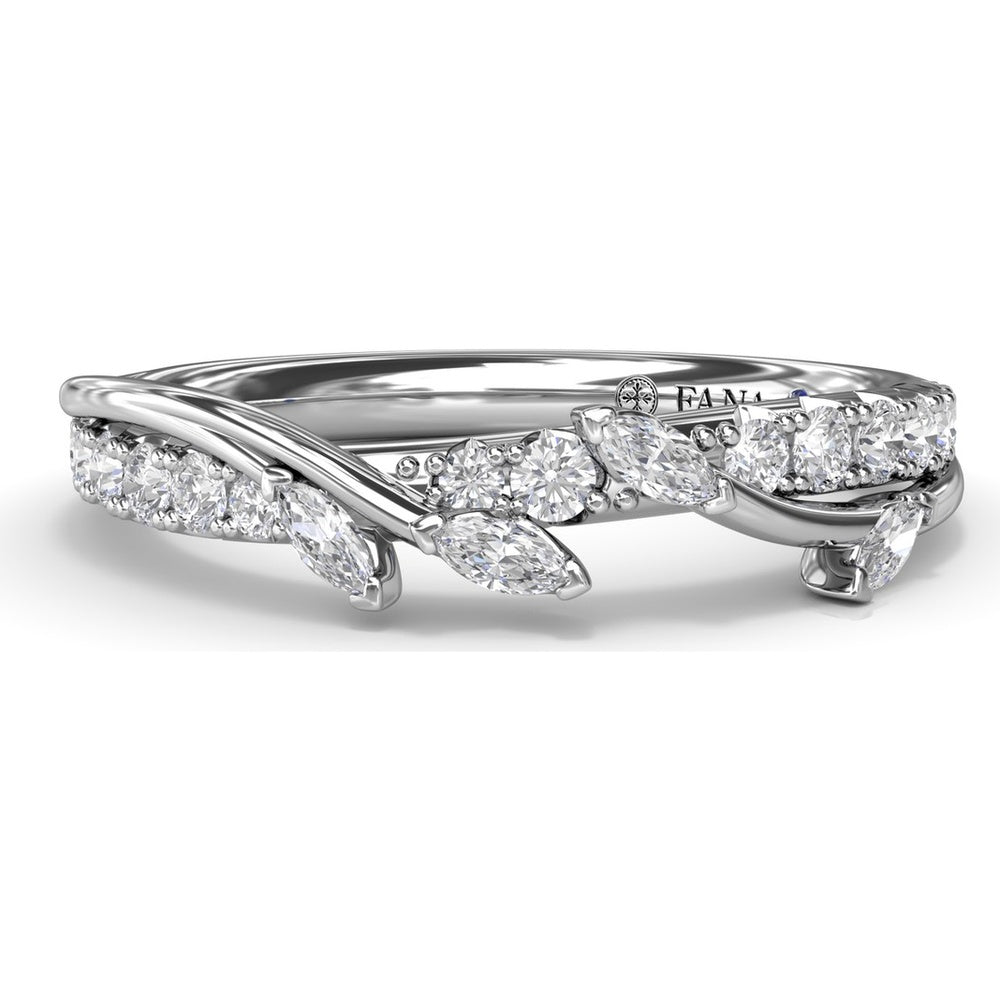 Vine-Inspired Wedding Band with Marquise and Round Diamonds by Fana - 0.40 Carat Total Diamond Weight