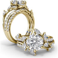 Vine-Inspired Wedding Band with Marquise and Round Diamonds by Fana - 0.40 Carat Total Diamond Weight