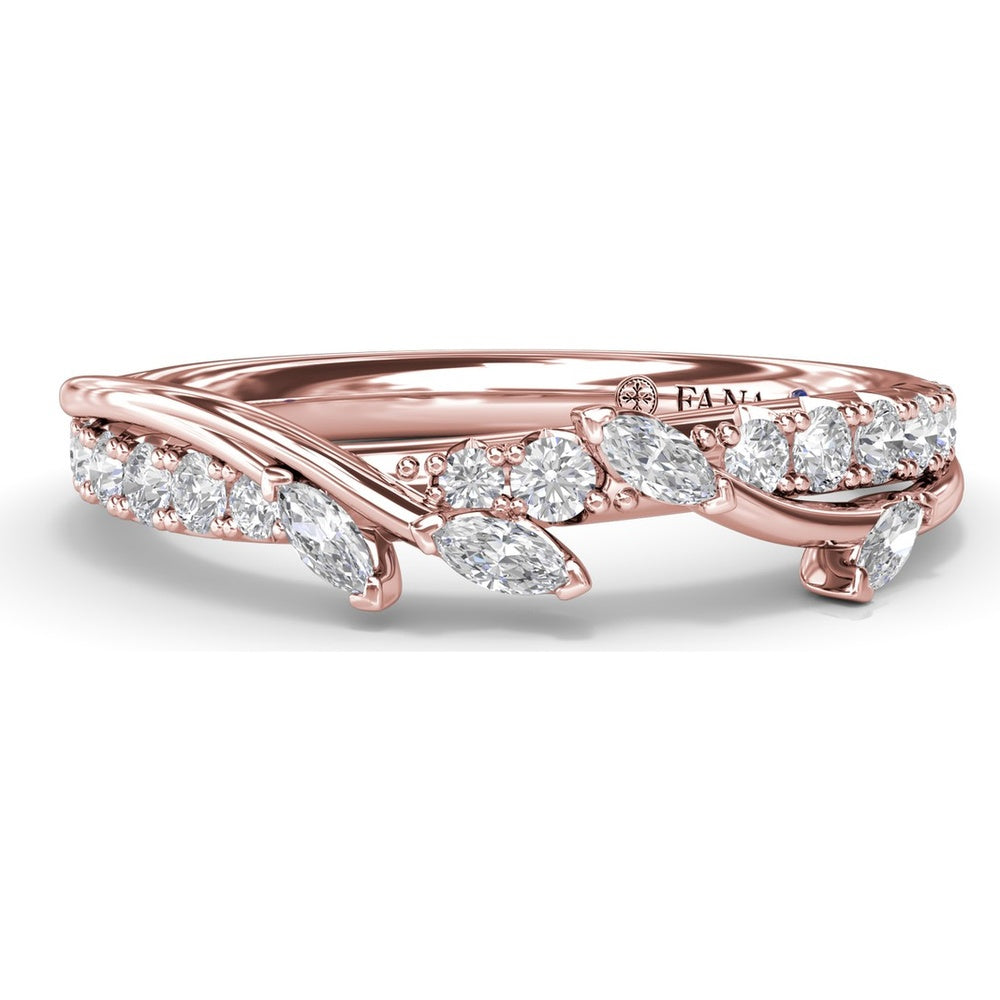 Vine-Inspired Wedding Band with Marquise and Round Diamonds by Fana - 0.40 Carat Total Diamond Weight