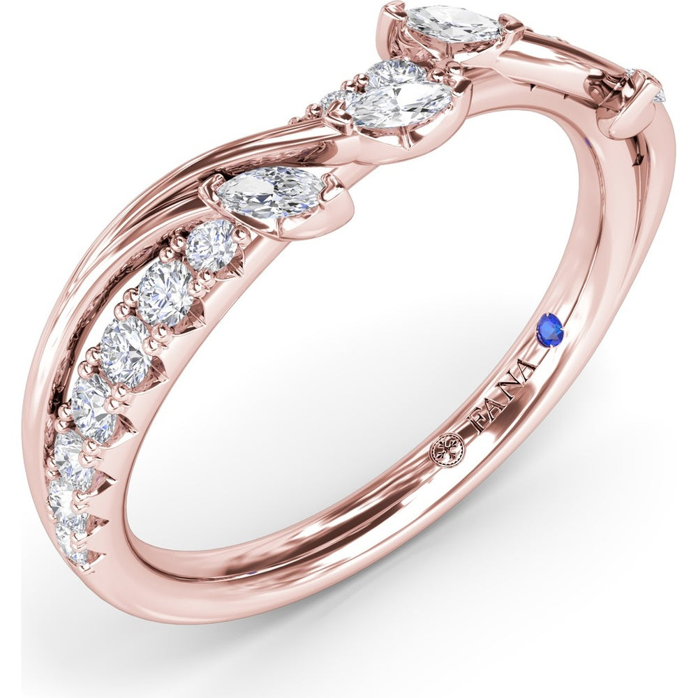 Vine-Inspired Wedding Band with Marquise and Round Diamonds by Fana - 0.40 Carat Total Diamond Weight