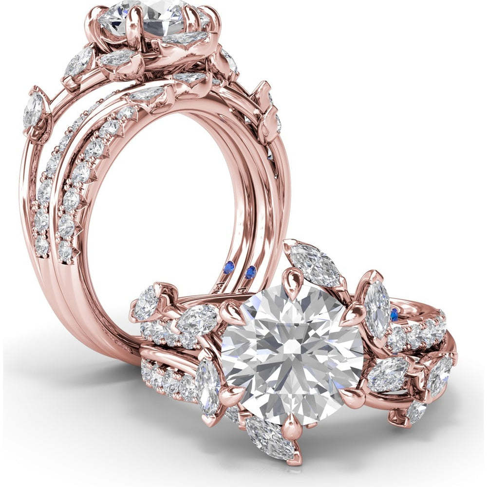 Vine-Inspired Wedding Band with Marquise and Round Diamonds by Fana - 0.40 Carat Total Diamond Weight