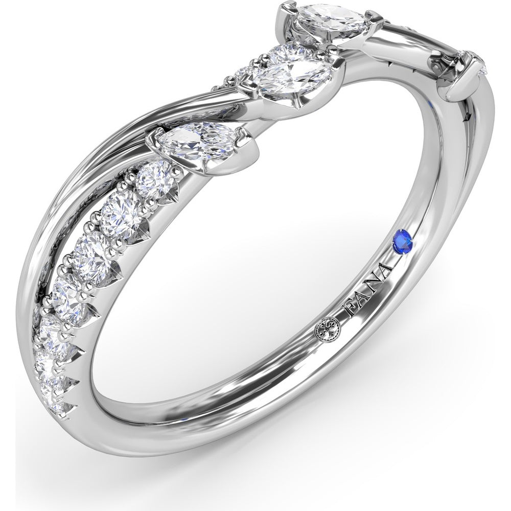 Vine-Inspired Wedding Band with Marquise and Round Diamonds by Fana - 0.40 Carat Total Diamond Weight