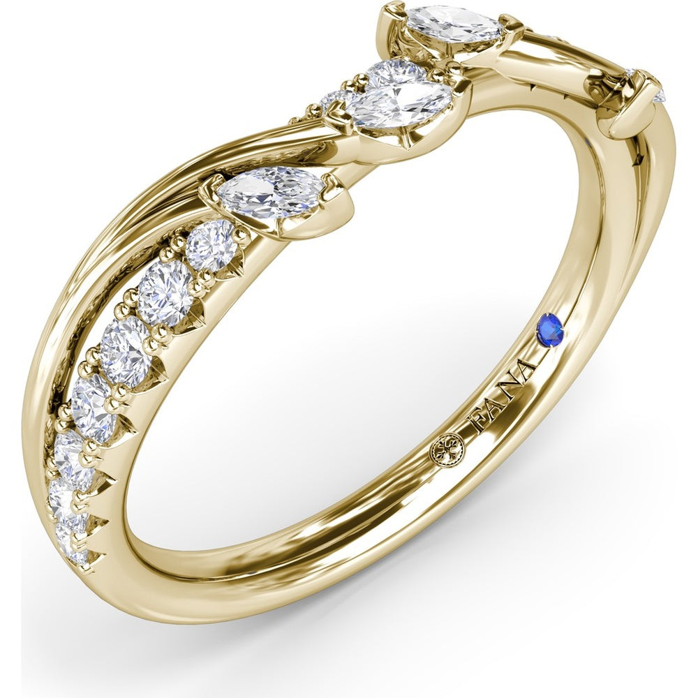 Vine-Inspired Wedding Band with Marquise and Round Diamonds by Fana - 0.40 Carat Total Diamond Weight
