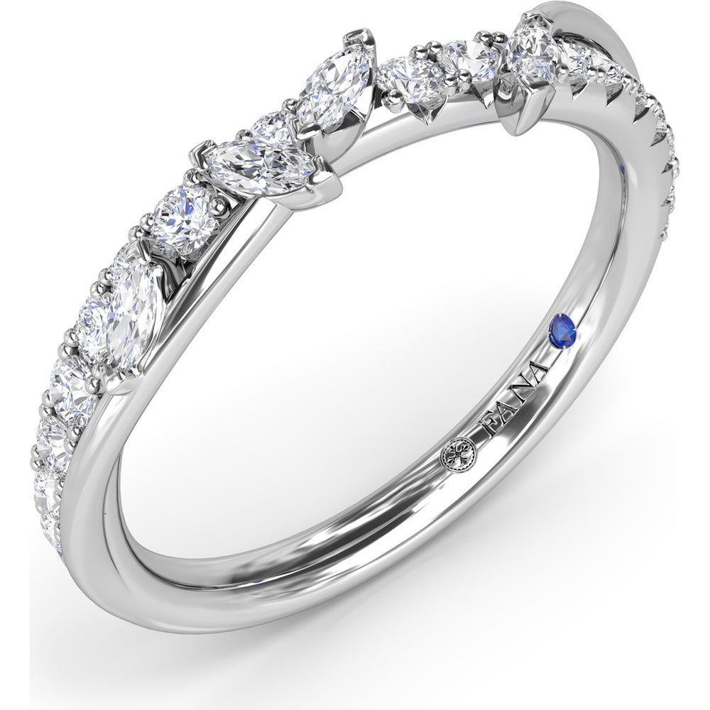 Vine-Inspired Wedding Band with Marquise and Round Diamonds by Fana - 0.43 Carat Total Diamond Weight