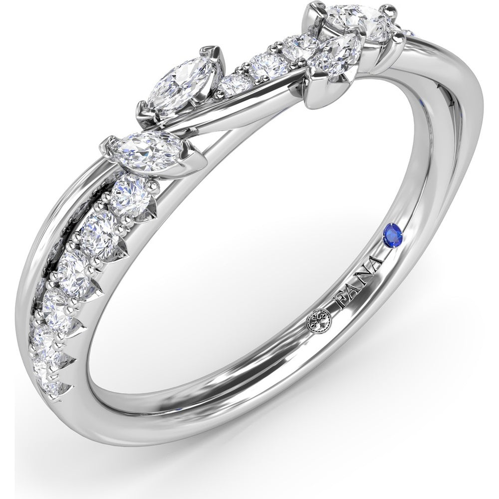 Vine-Inspired Wedding Band with Mixed Round and Marquise Diamonds by Fana - 0.41 Carat Total Diamond Weight