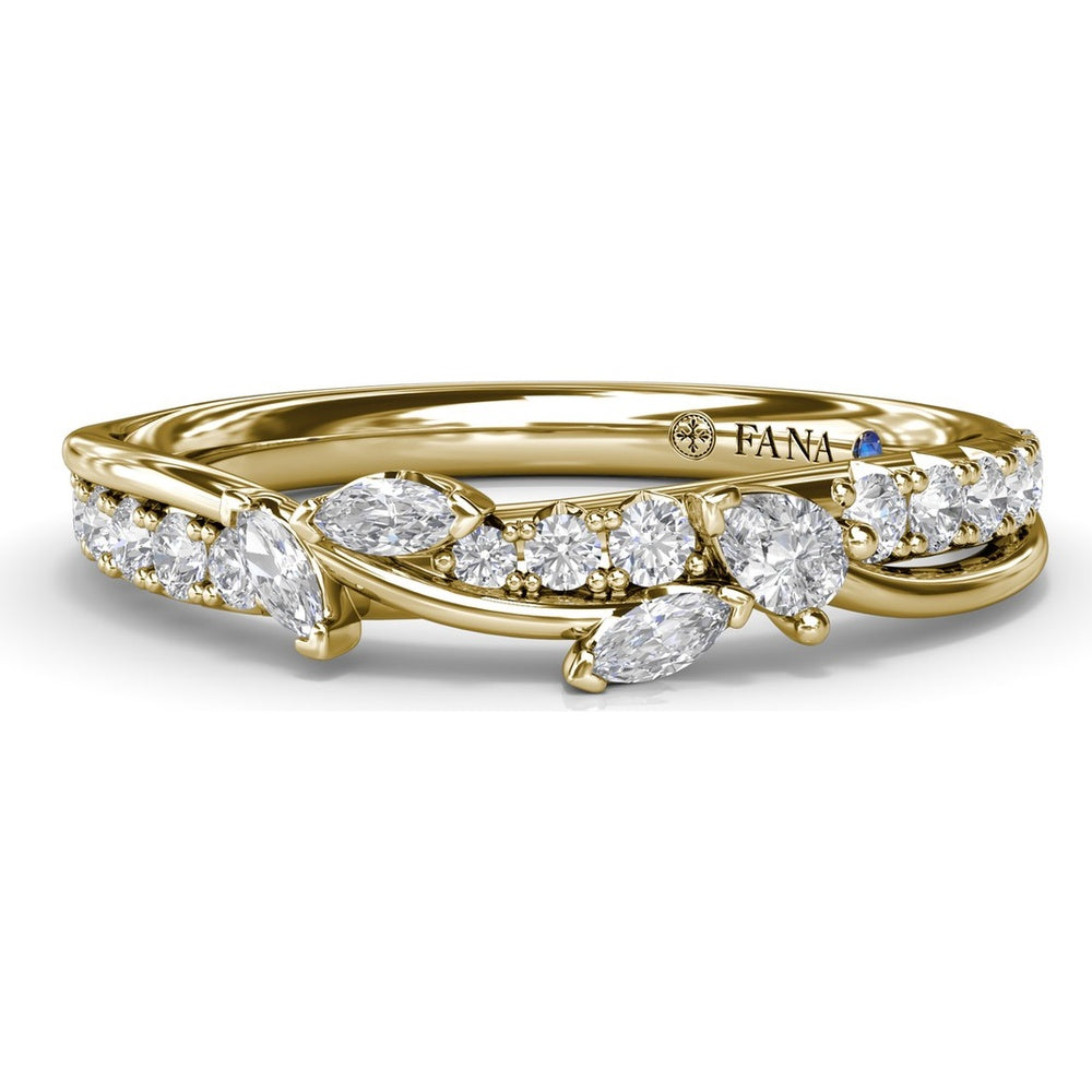 Vine-Inspired Wedding Band with Mixed Round and Marquise Diamonds by Fana - 0.41 Carat Total Diamond Weight