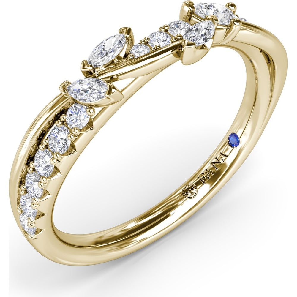 Vine-Inspired Wedding Band with Mixed Round and Marquise Diamonds by Fana - 0.41 Carat Total Diamond Weight