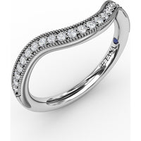 Vintage Bead and Channel Set Contour Diamond Band with Round Diamonds by Fana - 0.21 Carat Total Diamond Weight