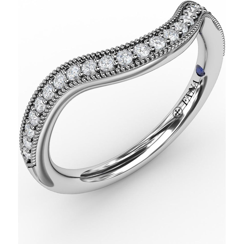 Vintage Bead and Channel Set Contour Diamond Band with Round Diamonds by Fana - 0.21 Carat Total Diamond Weight