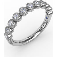 Vintage Bezel Set Diamond Band with Milgrain Detail by Fana - 0.28 Carat Total Diamond Weight