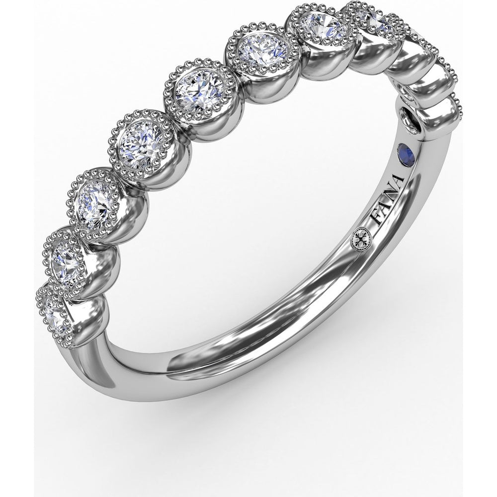 Vintage Bezel Set Diamond Band with Milgrain Detail by Fana - 0.28 Carat Total Diamond Weight