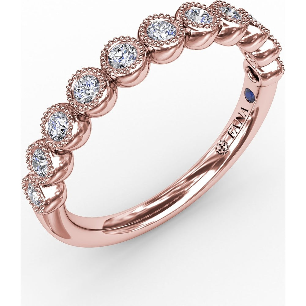 Vintage Bezel Set Diamond Band with Milgrain Detail by Fana - 0.28 Carat Total Diamond Weight