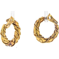 Vintage Cartier 18K Yellow Gold Twisted Vine Hoop Earrings - Clip-On, 33mm Width, 37.1g Weight