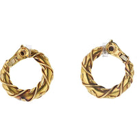 Vintage Cartier 18K Yellow Gold Twisted Vine Hoop Earrings - Clip-On, 33mm Width, 37.1g Weight