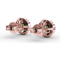 Vintage Channel Setting Stud Earrings with Round Emeralds and Pavé Diamonds by Fana - 1.18 Carat Total Gemstone Weight