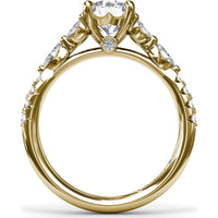Vintage Floral Engagement Ring Setting with Marquise and Pavé Diamonds by Fana - 0.47 Carat Total Diamond Weight