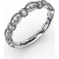 Vintage Inspired Band with Milgrain Marquise Motifs and Pavé Set Round Diamonds by Fana - 0.17 Carat Total Diamond Weight
