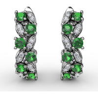 Vintage-Inspired Cluster Earrings with Round Emeralds and Pavé Diamonds by Fana - 0.92 Carat Total Gemstone Weight