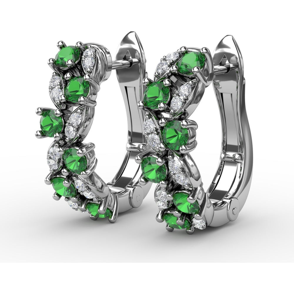 Vintage-Inspired Cluster Earrings with Round Emeralds and Pavé Diamonds by Fana - 0.92 Carat Total Gemstone Weight