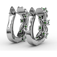 Vintage-Inspired Cluster Earrings with Round Emeralds and Pavé Diamonds by Fana - 0.92 Carat Total Gemstone Weight